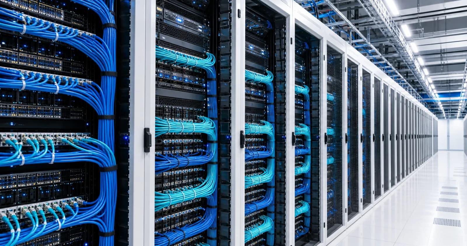 High-density data center racks and network cabling