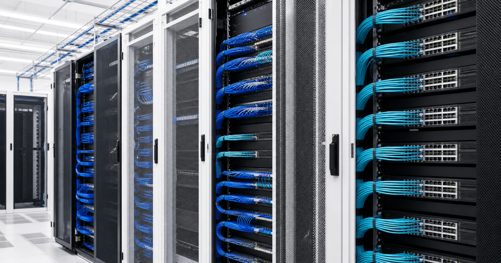 Leaf-spine data center network with high-density rack cabling