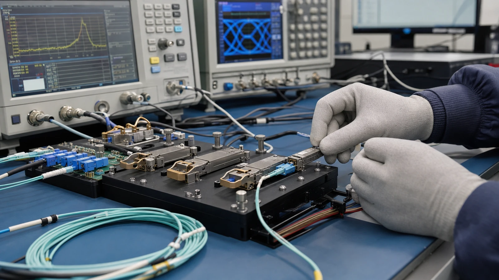 Representative optical transceiver performance testing scene