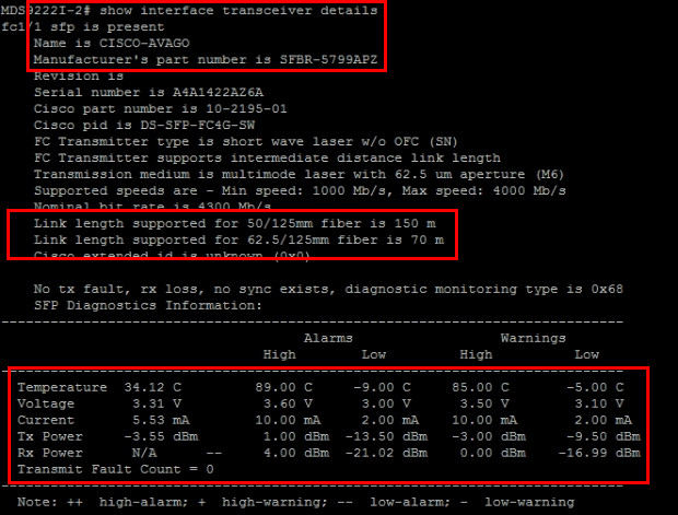 Cisco CLI — Show Interface Transceiver Details